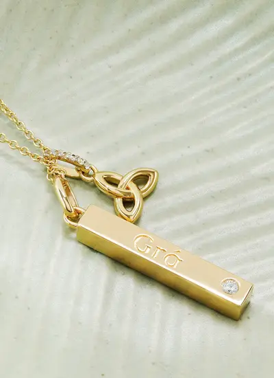 14K Gold Vermeil Gra Ingot Necklace